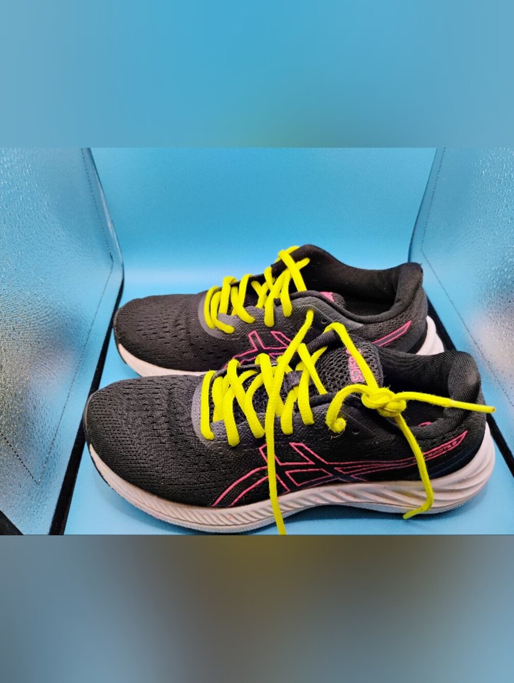 ASICS Women's Black Running Shoes with Neon Yellow Laces